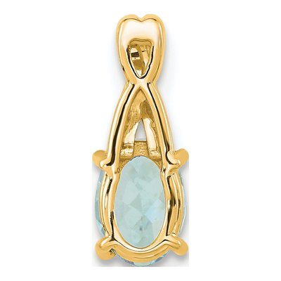 14K Yellow Gold Aquamarine & Diamond Oval March Pendant – view 3
