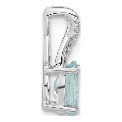 14K White Gold Aquamarine & Diamond Birthstone Pendant – view 2