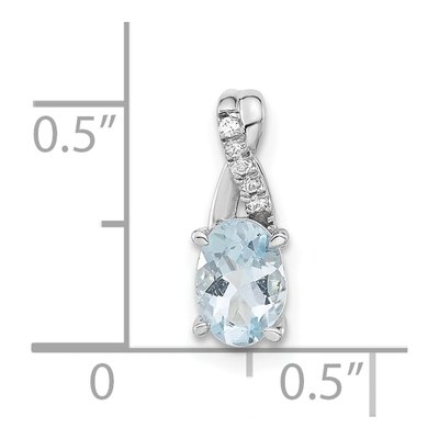 14K White Gold Aquamarine & Diamond Birthstone Pendant – view 4