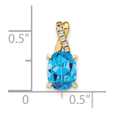 10K Gold Blue Topaz & Diamond December Pendant – view 3