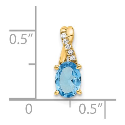14K Yellow Gold Sky Blue Topaz & Diamond December Pendant – view 2