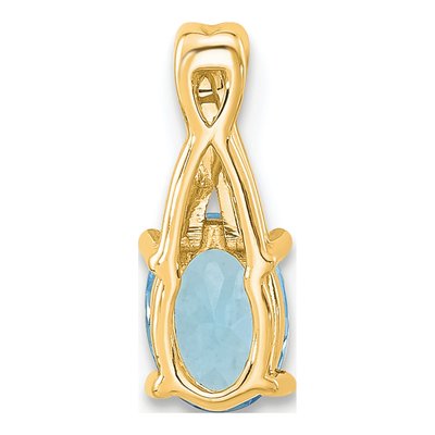 14K Yellow Gold Sky Blue Topaz & Diamond December Pendant – view 3
