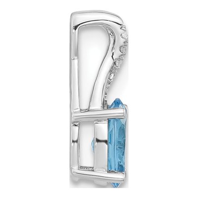 14K White Gold Swiss Blue Topaz & Diamond Oval Pendant – view 3