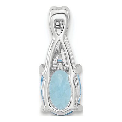 14K White Gold Swiss Blue Topaz & Diamond Oval Pendant – view 5