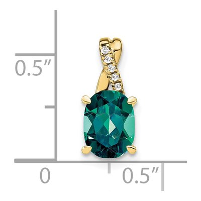 10K Yellow Gold Diamond Oval June Pendant – view 3