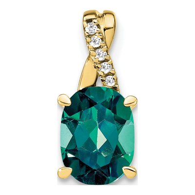 10K Yellow Gold Diamond Oval June Pendant