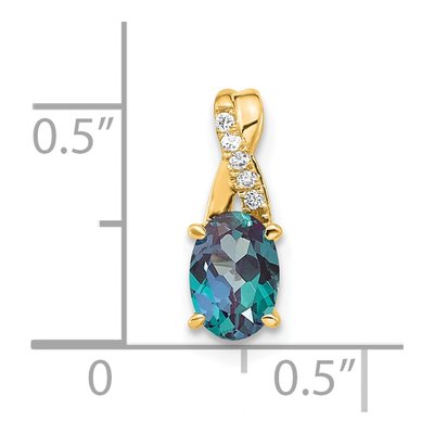 14K Yellow Gold Diamond Oval June Pendant – view 2