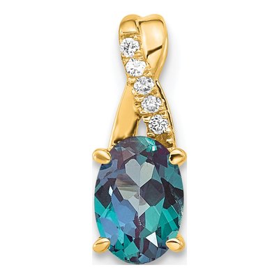 14K Yellow Gold Diamond Oval June Pendant
