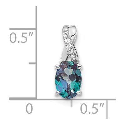 14K White Gold Diamond Oval June Pendant – view 2