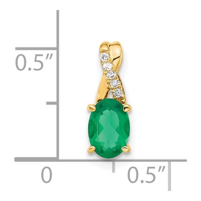 14K Yellow Gold Lab-Created Emerald & Diamond May Pendant – view 2
