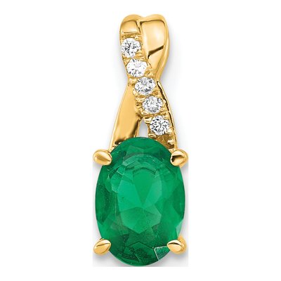 14K Yellow Gold Lab-Created Emerald & Diamond May Pendant