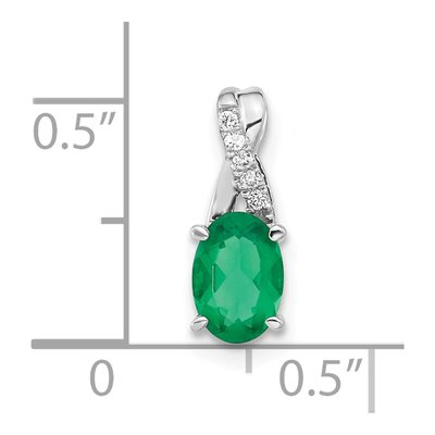 14K White Gold Lab-Created Emerald & Diamond May Pendant – view 2