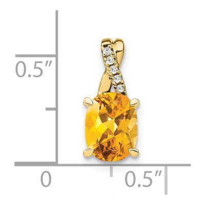 10K Yellow Gold Citrine & Diamond Oval November Pendant – view 3