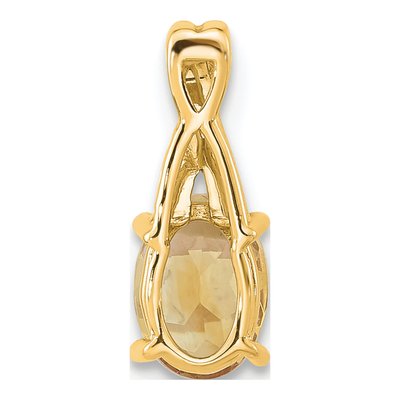 14K Yellow Gold Citrine & Diamond Oval November Pendant – view 3