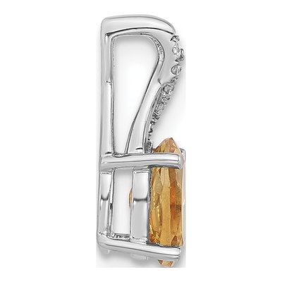 14K White Gold Citrine & Diamond Oval Pendant – view 2