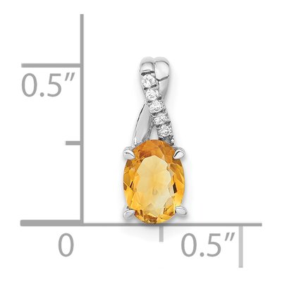 14K White Gold Citrine & Diamond Oval Pendant – view 3