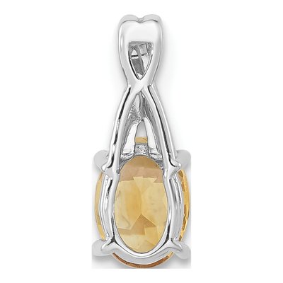 14K White Gold Citrine & Diamond Oval Pendant – view 4