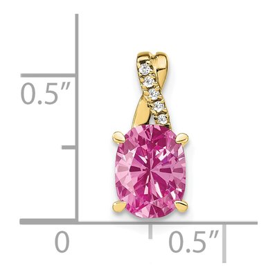 10K Yellow Gold Diamond Oval Pendant – view 3