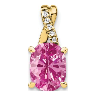 10K Yellow Gold Diamond Oval Pendant