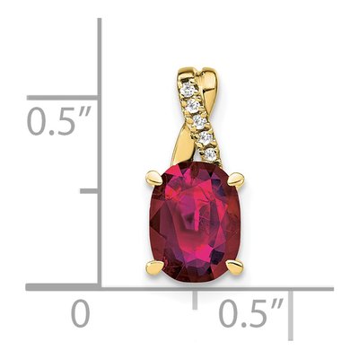 10K Yellow Gold Lab-Created Ruby & Diamond July Birthstone Pendant – view 3