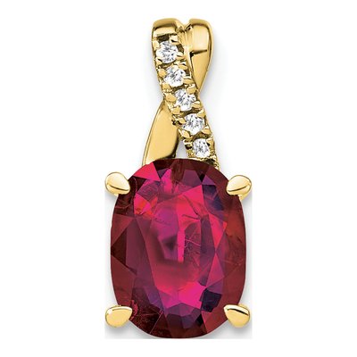 10K Yellow Gold Lab-Created Ruby & Diamond July Birthstone Pendant