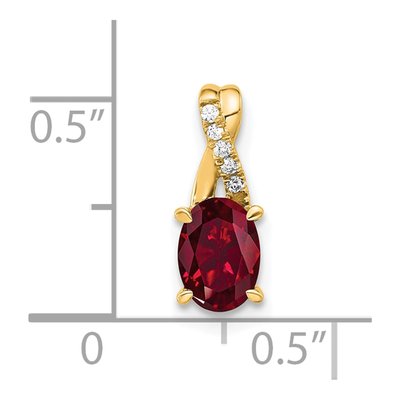 14K Yellow Gold Lab-Created Ruby & Diamond July Birthstone Pendant – view 2