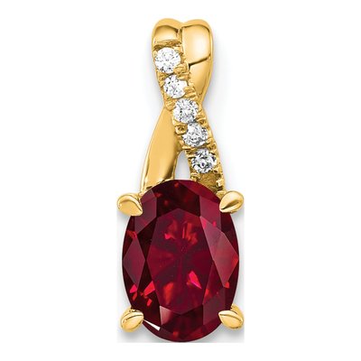 14K Yellow Gold Lab-Created Ruby & Diamond July Birthstone Pendant