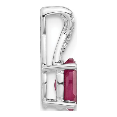 14K White Gold Lab-Created Ruby & Diamond July Pendant – view 2