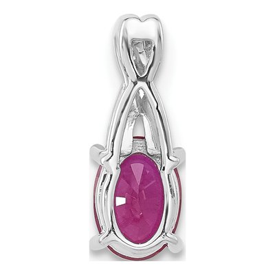 14K White Gold Lab-Created Ruby & Diamond July Pendant – view 3