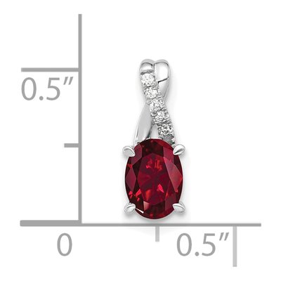 14K White Gold Lab-Created Ruby & Diamond July Pendant – view 4