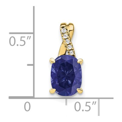 10K Yellow Gold Lab-Created Sapphire & Diamond September Pendant – view 3
