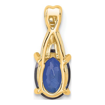 14K Yellow Gold Lab-Created Sapphire & Diamond Oval September Pendant – view 3