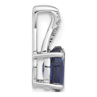 14K White Gold Lab-Created Sapphire & Diamond Oval September Pendant – view 2