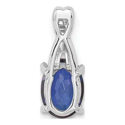 14K White Gold Lab-Created Sapphire & Diamond Oval September Pendant – view 3