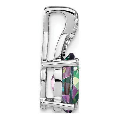 14K White Gold Mystic Fire Topaz & Diamond Oval Pendant – view 2
