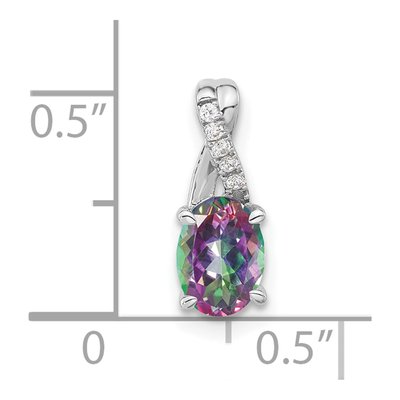 14K White Gold Mystic Fire Topaz & Diamond Oval Pendant – view 3