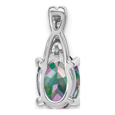 14K White Gold Mystic Fire Topaz & Diamond Oval Pendant – view 4