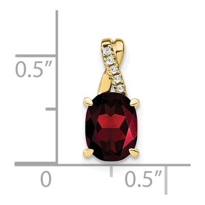 10K Yellow Gold Garnet & Diamond Oval January Pendant – view 3