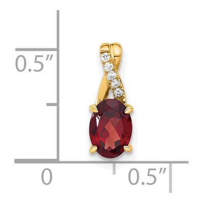 14K Yellow Gold Garnet & Diamond Birthstone Pendant – view 2