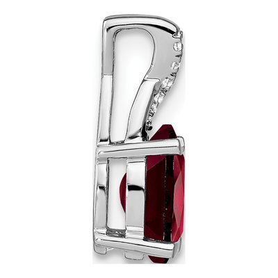 14K White Gold Garnet & Diamond Oval Pendant – view 3