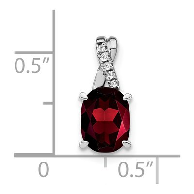 14K White Gold Garnet & Diamond Oval Pendant – view 4