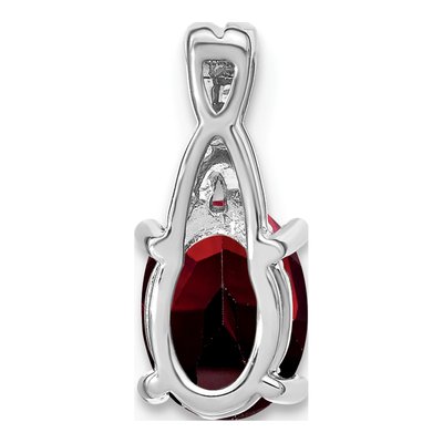 14K White Gold Garnet & Diamond Oval Pendant – view 5