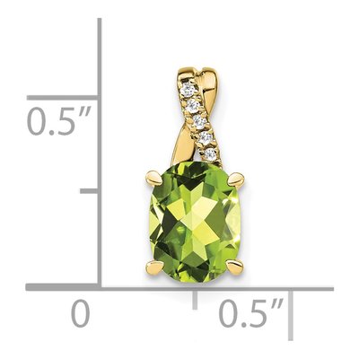 10K Yellow Gold Peridot & Diamond Oval Pendant – view 3