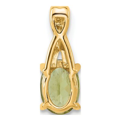 14K Yellow Gold Peridot & Diamond Oval Birthstone Pendant – view 3