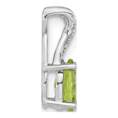 14K White Gold Peridot & Diamond Oval Pendant – view 2
