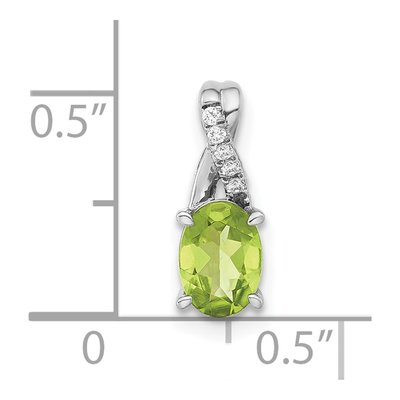 14K White Gold Peridot & Diamond Oval Pendant – view 3