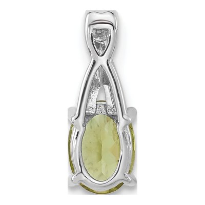 14K White Gold Peridot & Diamond Oval Pendant – view 4