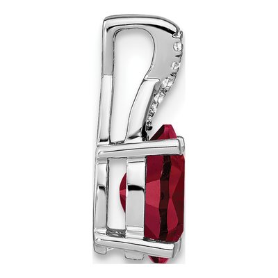 14K White Gold Lab-Created Ruby & Diamond Oval Pendant – view 2