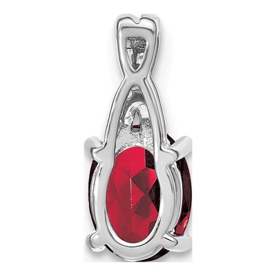 14K White Gold Lab-Created Ruby & Diamond Oval Pendant – view 4