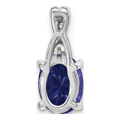 14K White Gold Lab-Created Sapphire & Diamond Oval Pendant – view 5